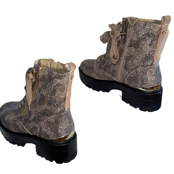NWOT- Guess Fearne Lug Sole Glitter Gold combat Boots - Picture 7 of 14